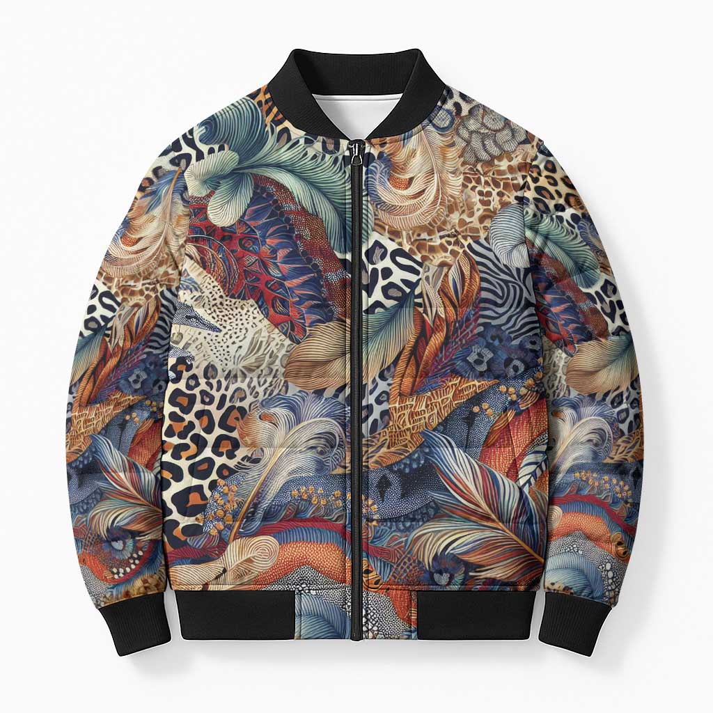Wild Animal Skins Bomber Puffer Jacket Unique Leopard Zebra And Snake Patterns - Wonder Print Shop