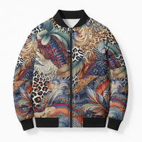 Wild Animal Skins Bomber Puffer Jacket Unique Leopard Zebra And Snake Patterns - Wonder Print Shop