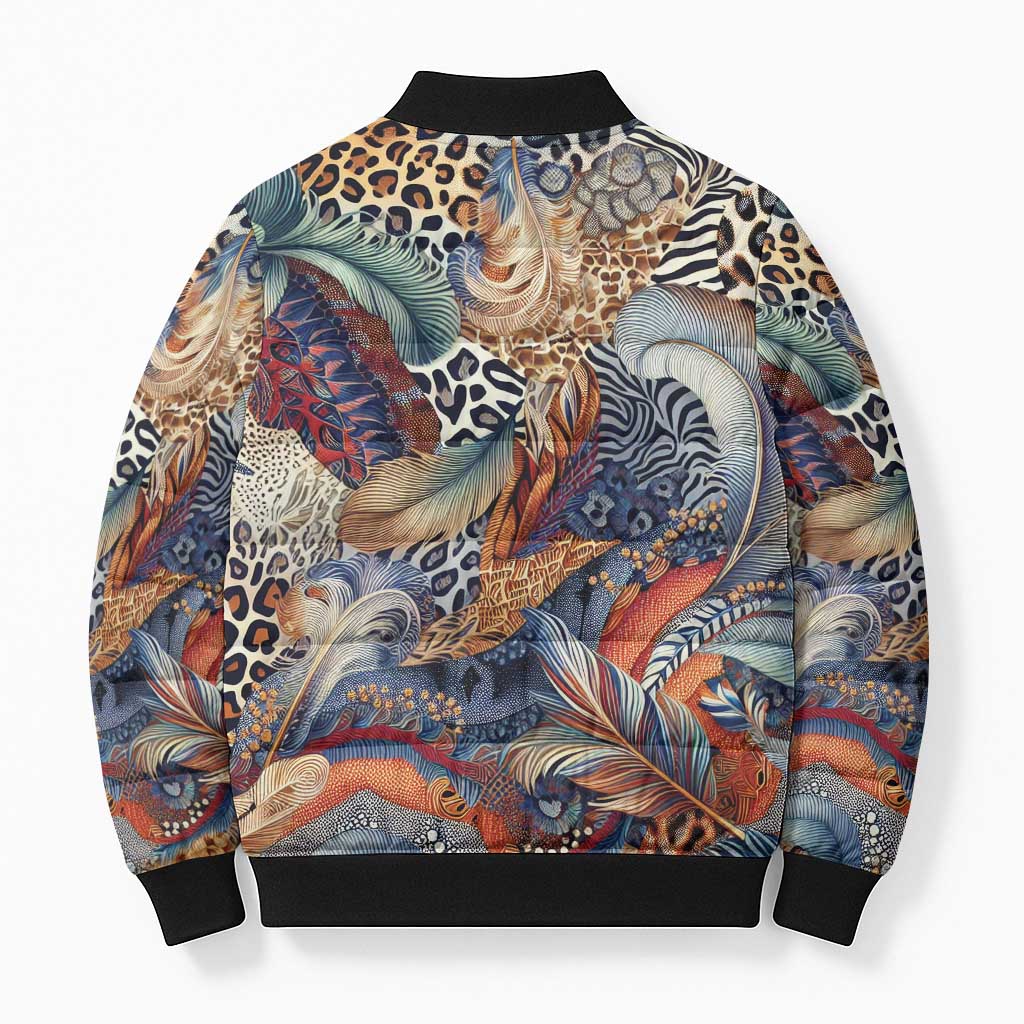 Wild Animal Skins Bomber Puffer Jacket Unique Leopard Zebra And Snake Patterns - Wonder Print Shop