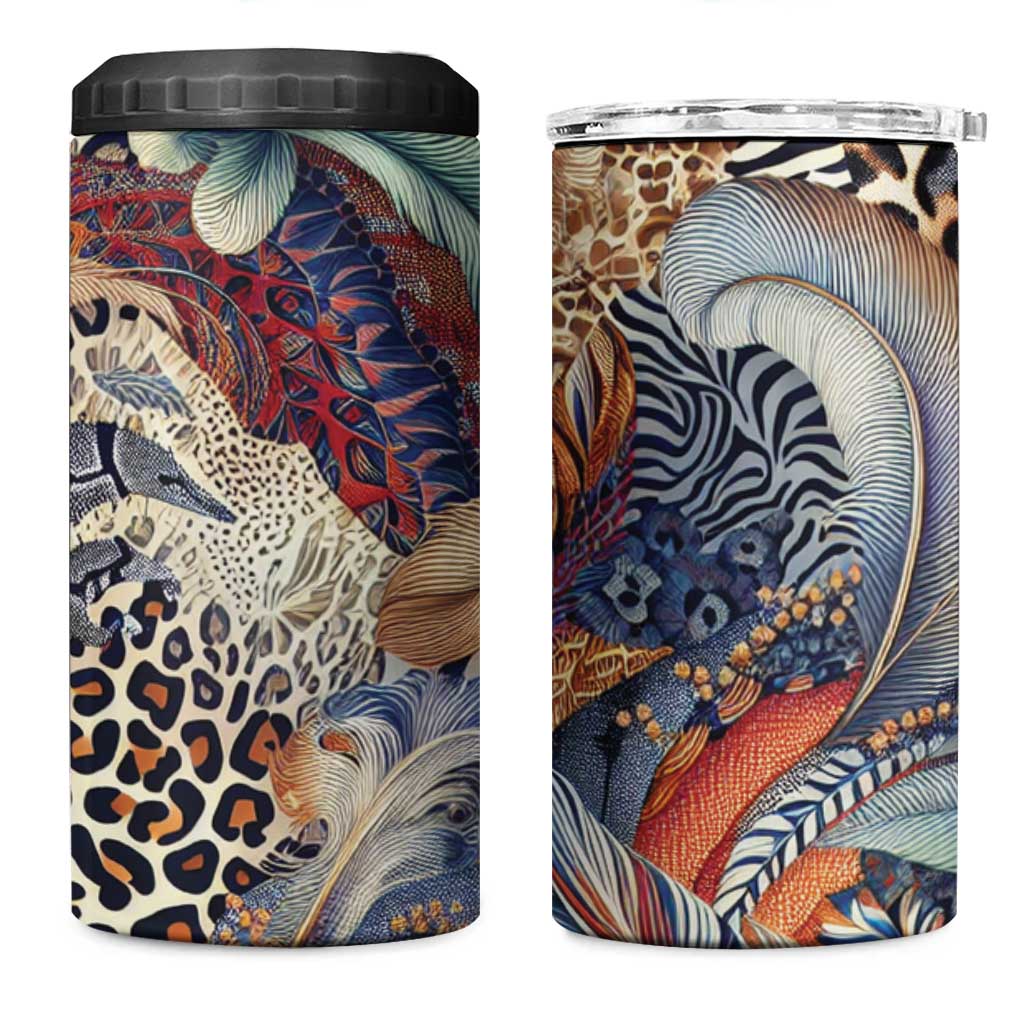 Wild Animal Skins 4 in 1 Can Cooler Tumbler Unique Leopard Zebra And Snake Patterns - Wonder Print Shop