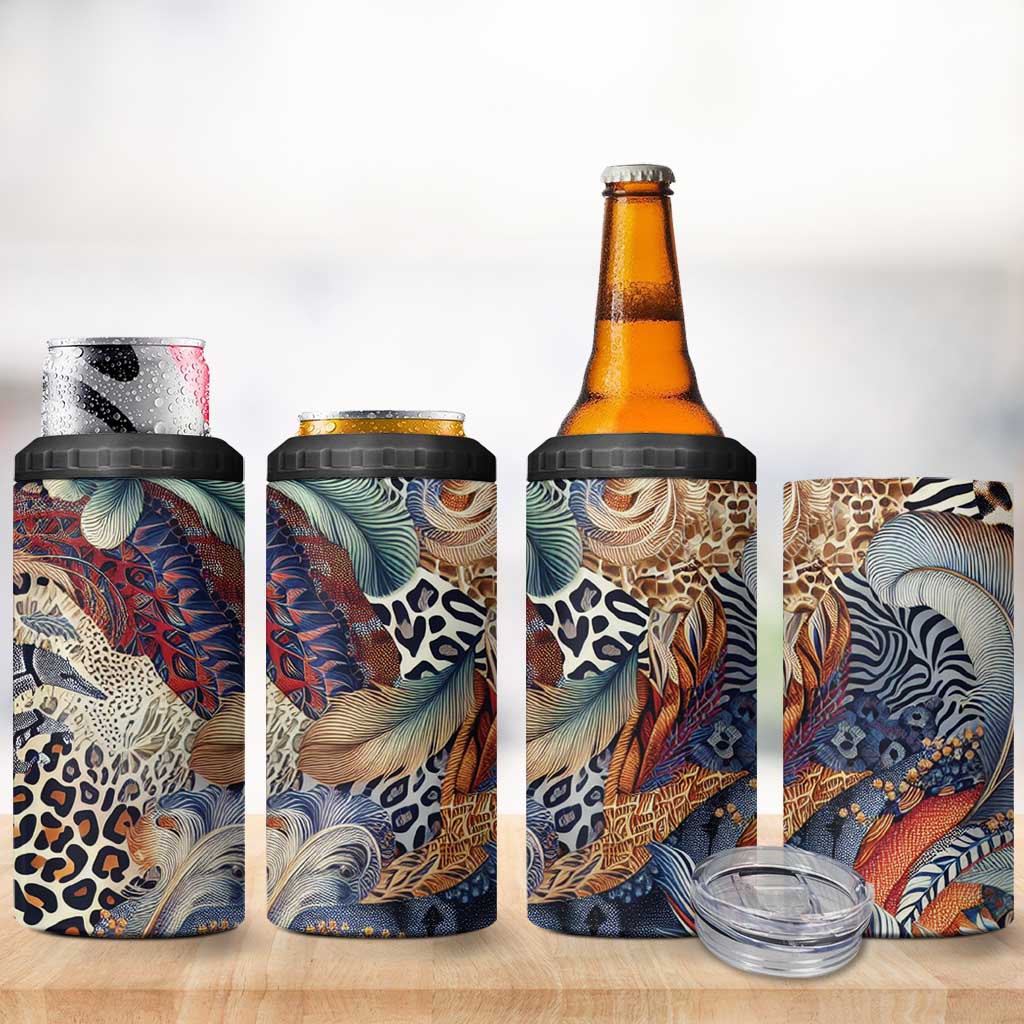 Wild Animal Skins 4 in 1 Can Cooler Tumbler Unique Leopard Zebra And Snake Patterns - Wonder Print Shop