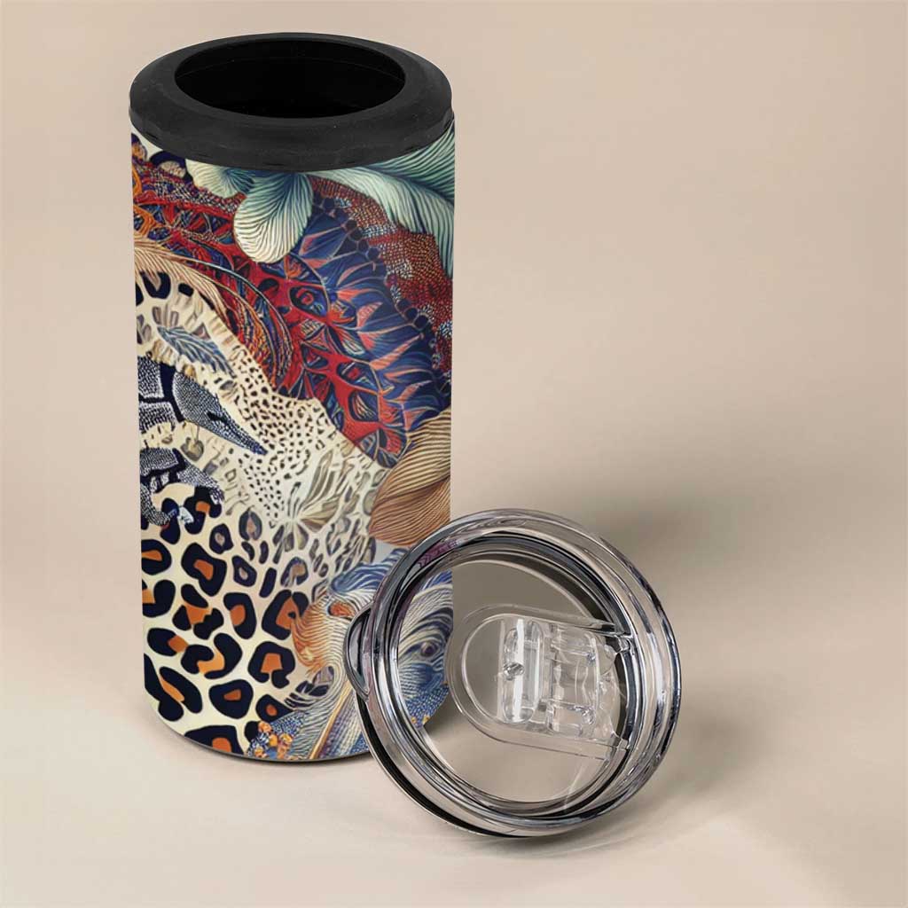 Wild Animal Skins 4 in 1 Can Cooler Tumbler Unique Leopard Zebra And Snake Patterns - Wonder Print Shop