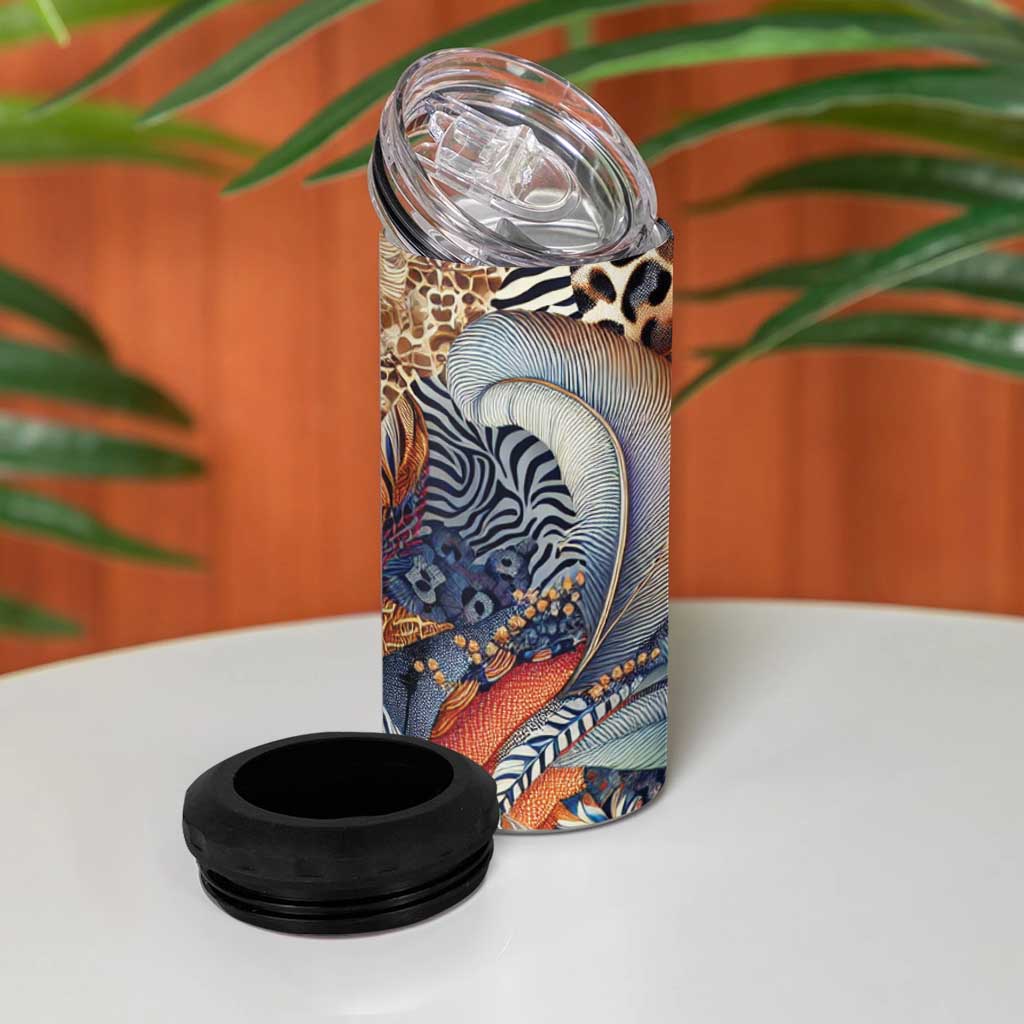 Wild Animal Skins 4 in 1 Can Cooler Tumbler Unique Leopard Zebra And Snake Patterns - Wonder Print Shop
