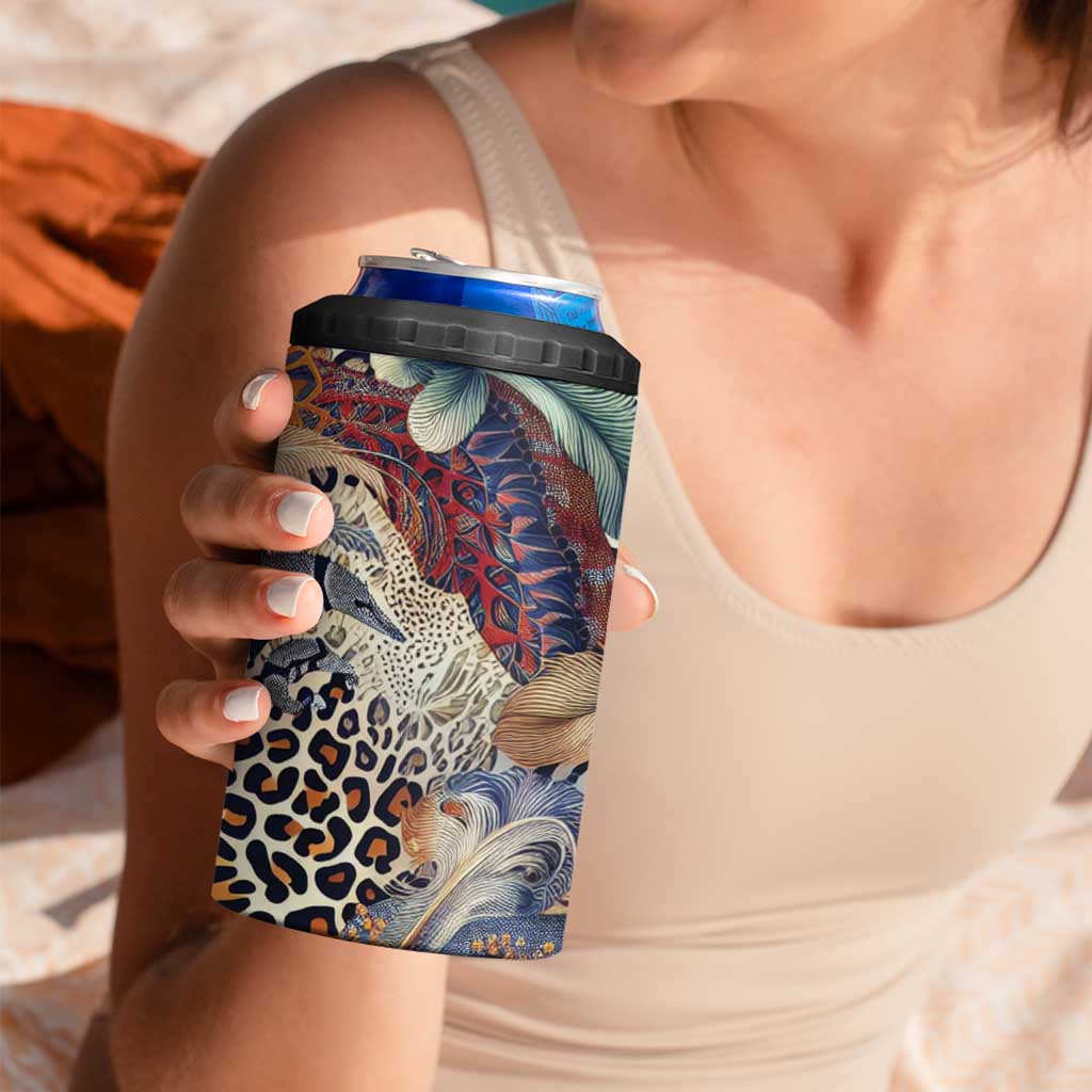 Wild Animal Skins 4 in 1 Can Cooler Tumbler Unique Leopard Zebra And Snake Patterns - Wonder Print Shop