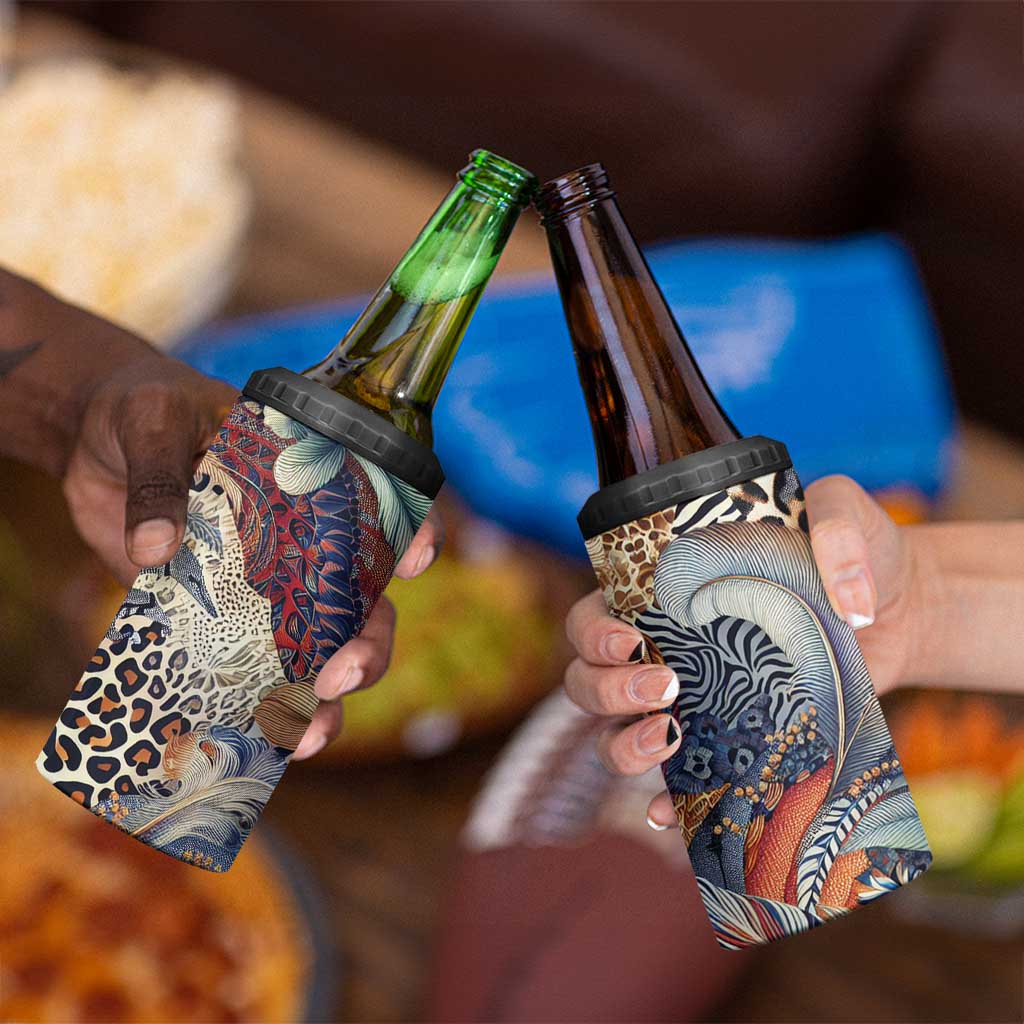 Wild Animal Skins 4 in 1 Can Cooler Tumbler Unique Leopard Zebra And Snake Patterns - Wonder Print Shop
