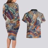 Wild Animal Skins Couples Matching Long Sleeve Bodycon Dress and Hawaiian Shirt Unique Leopard Zebra And Snake Patterns - Wonder Print Shop