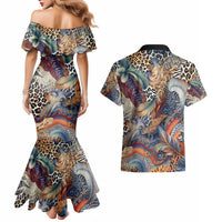 Wild Animal Skins Couples Matching Mermaid Dress and Hawaiian Shirt Unique Leopard Zebra And Snake Patterns - Wonder Print Shop