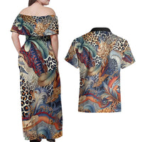 Wild Animal Skins Couples Matching Off Shoulder Maxi Dress and Hawaiian Shirt Unique Leopard Zebra And Snake Patterns - Wonder Print Shop