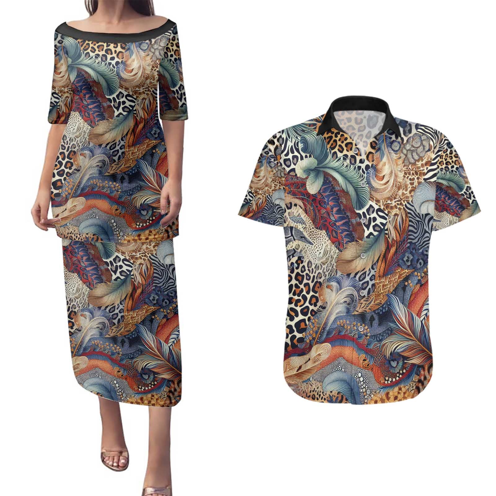 Wild Animal Skins Couples Matching Puletasi and Hawaiian Shirt Unique Leopard Zebra And Snake Patterns - Wonder Print Shop