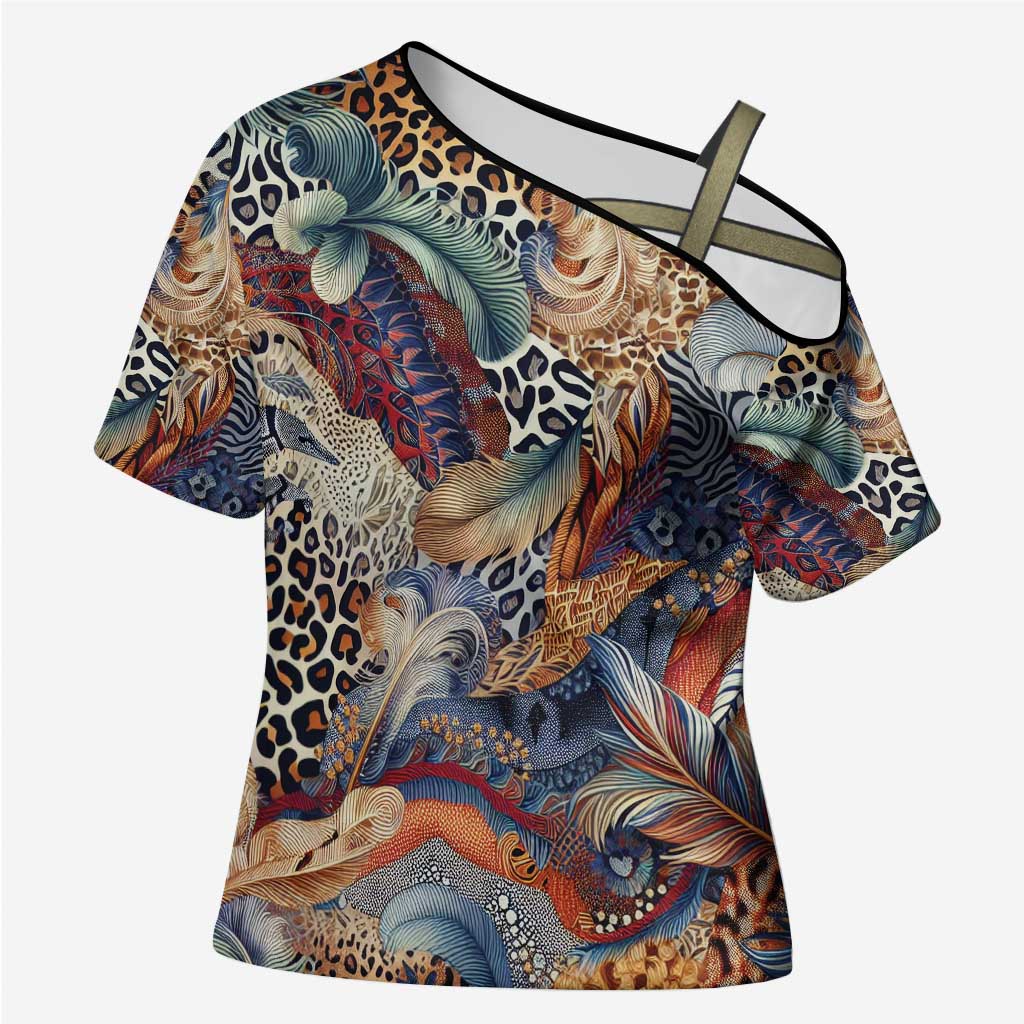 Wild Animal Skins Cross Shoulder Shirt Unique Leopard Zebra And Snake Patterns - Wonder Print Shop