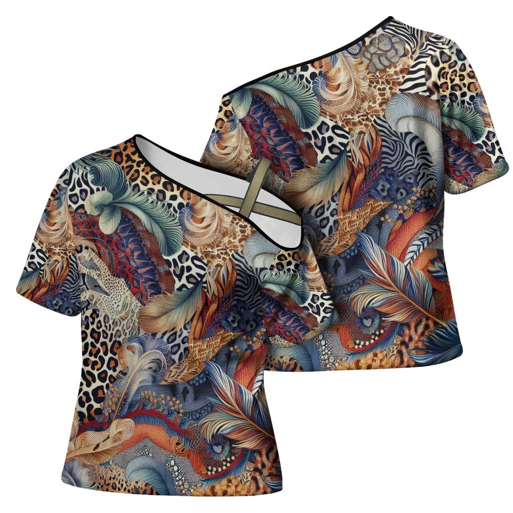 Wild Animal Skins Cross Shoulder Shirt Unique Leopard Zebra And Snake Patterns - Wonder Print Shop