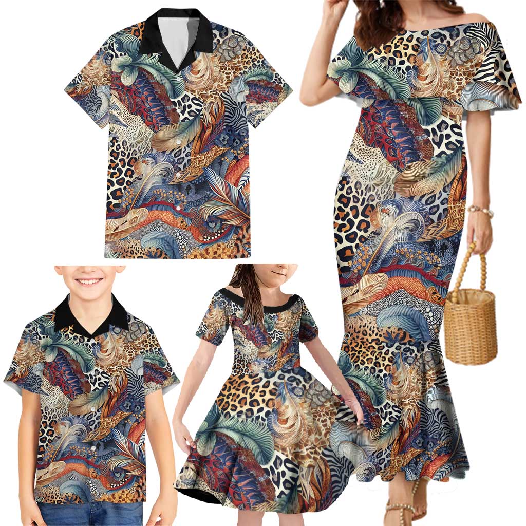 Wild Animal Skins Family Matching Mermaid Dress and Hawaiian Shirt Unique Leopard Zebra And Snake Patterns - Wonder Print Shop