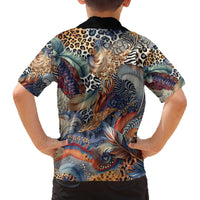 Wild Animal Skins Family Matching Off The Shoulder Long Sleeve Dress and Hawaiian Shirt Unique Leopard Zebra And Snake Patterns - Wonder Print Shop