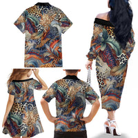 Wild Animal Skins Family Matching Off The Shoulder Long Sleeve Dress and Hawaiian Shirt Unique Leopard Zebra And Snake Patterns - Wonder Print Shop