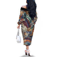 Wild Animal Skins Family Matching Off The Shoulder Long Sleeve Dress and Hawaiian Shirt Unique Leopard Zebra And Snake Patterns - Wonder Print Shop