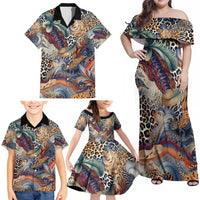 Wild Animal Skins Family Matching Off Shoulder Maxi Dress and Hawaiian Shirt Unique Leopard Zebra And Snake Patterns - Wonder Print Shop
