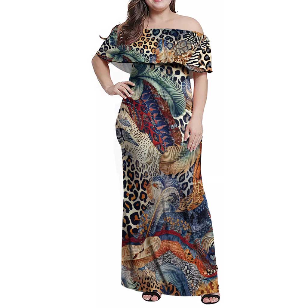 Wild Animal Skins Family Matching Off Shoulder Maxi Dress and Hawaiian Shirt Unique Leopard Zebra And Snake Patterns - Wonder Print Shop