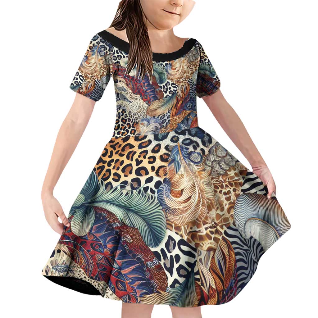 Wild Animal Skins Family Matching Off Shoulder Short Dress and Hawaiian Shirt Unique Leopard Zebra And Snake Patterns - Wonder Print Shop