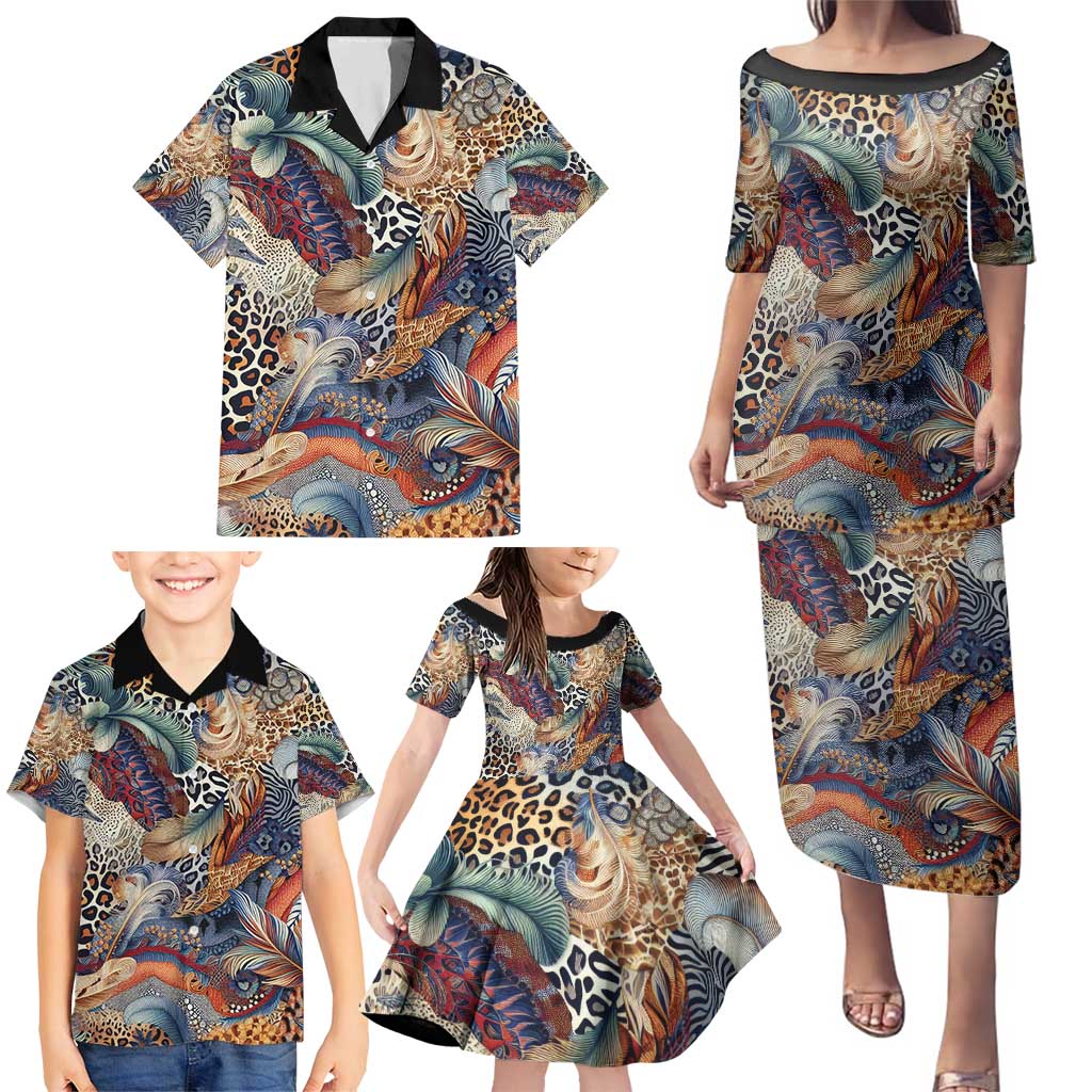Wild Animal Skins Family Matching Puletasi and Hawaiian Shirt Unique Leopard Zebra And Snake Patterns - Wonder Print Shop