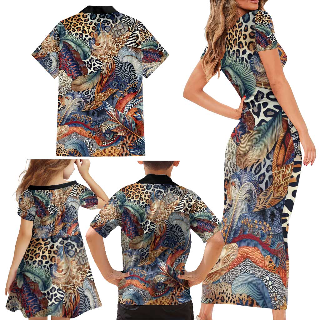 Wild Animal Skins Family Matching Short Sleeve Bodycon Dress and Hawaiian Shirt Unique Leopard Zebra And Snake Patterns - Wonder Print Shop