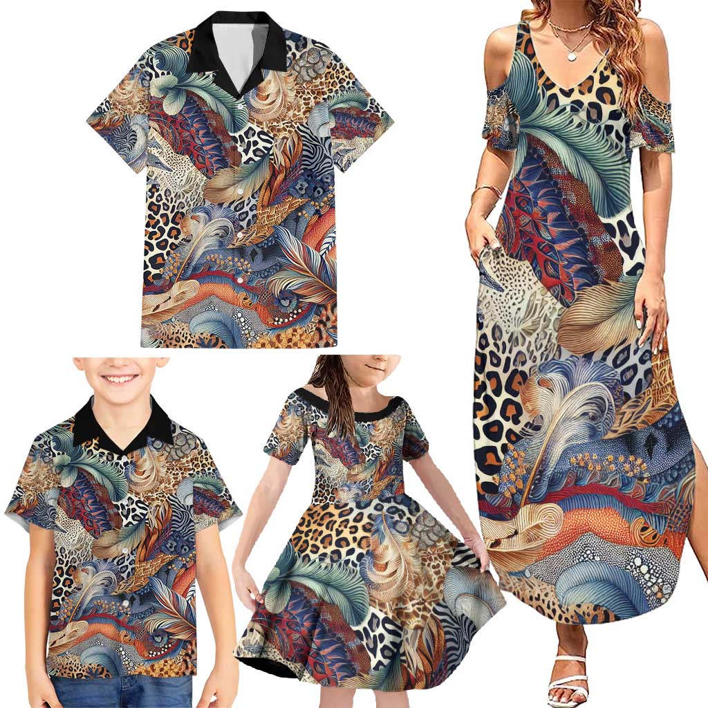Wild Animal Skins Family Matching Summer Maxi Dress and Hawaiian Shirt Unique Leopard Zebra And Snake Patterns - Wonder Print Shop