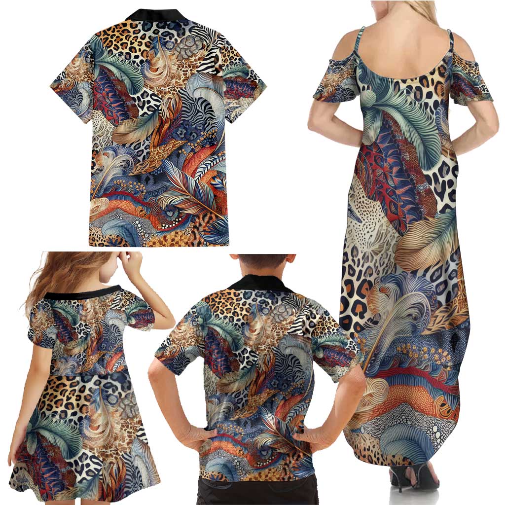 Wild Animal Skins Family Matching Summer Maxi Dress and Hawaiian Shirt Unique Leopard Zebra And Snake Patterns - Wonder Print Shop