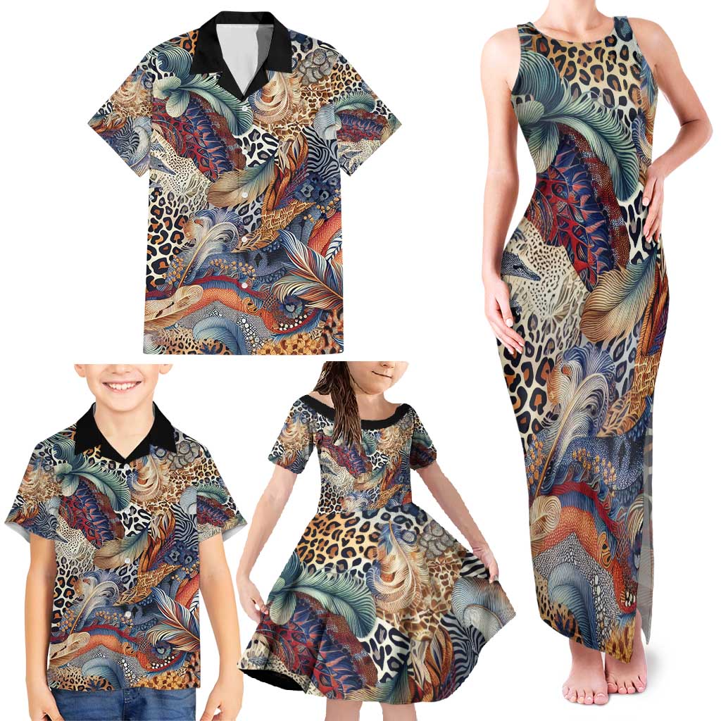 Wild Animal Skins Family Matching Tank Maxi Dress and Hawaiian Shirt Unique Leopard Zebra And Snake Patterns - Wonder Print Shop