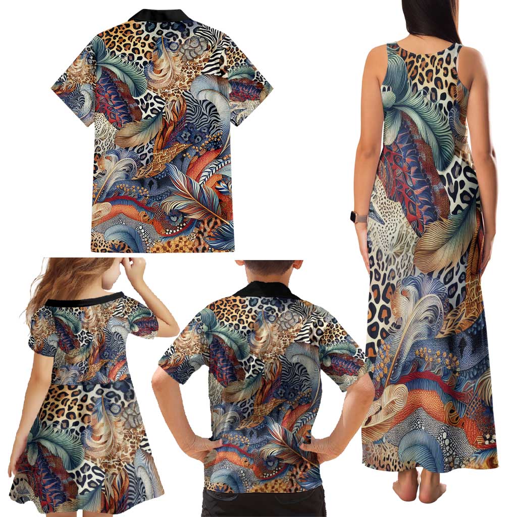 Wild Animal Skins Family Matching Tank Maxi Dress and Hawaiian Shirt Unique Leopard Zebra And Snake Patterns - Wonder Print Shop