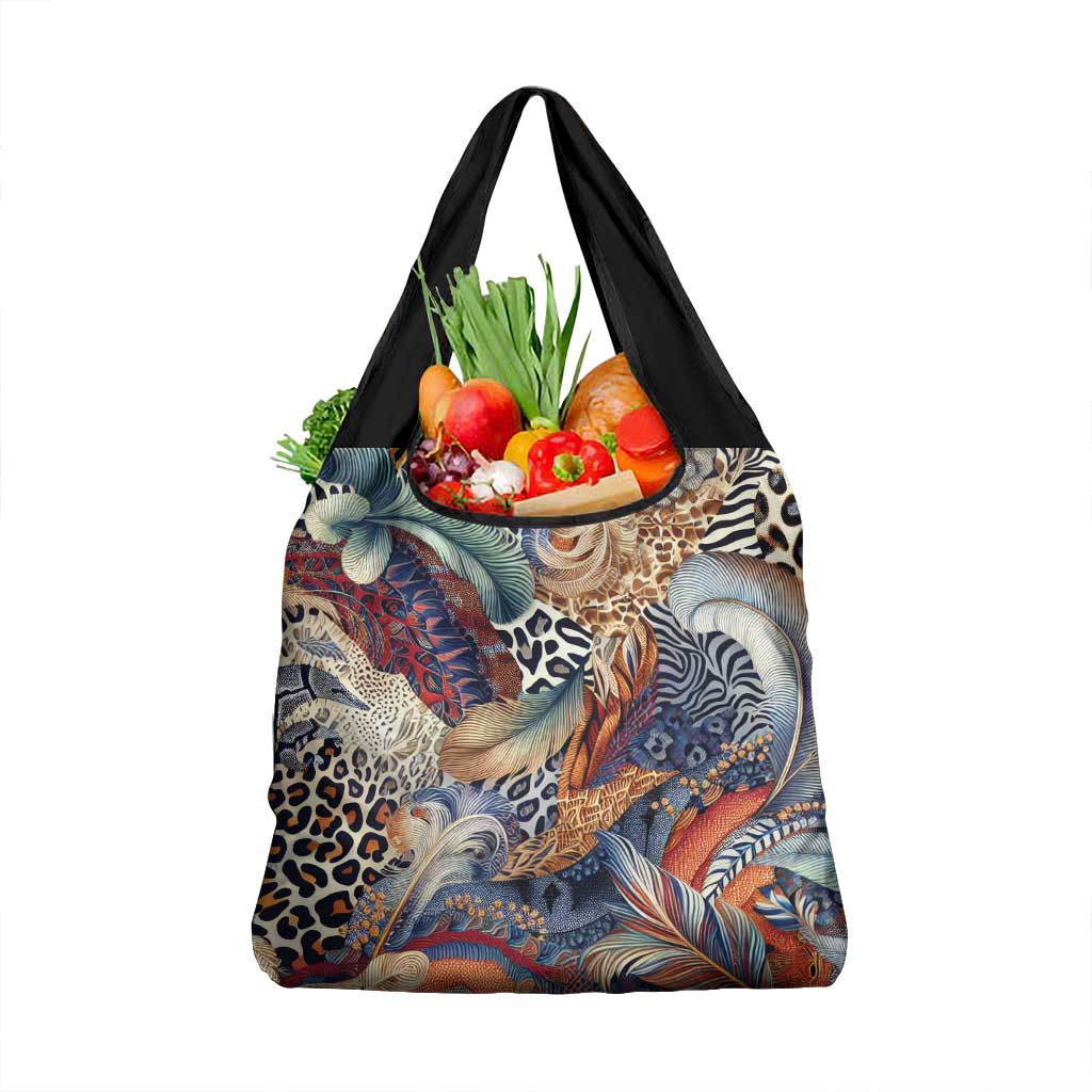 Wild Animal Skins Grocery Bag Unique Leopard Zebra And Snake Patterns - Wonder Print Shop
