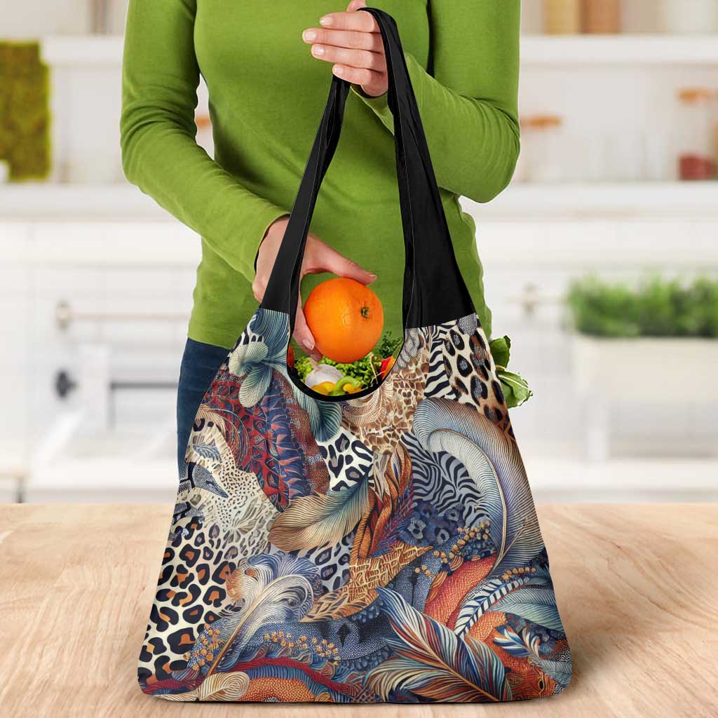 Wild Animal Skins Grocery Bag Unique Leopard Zebra And Snake Patterns - Wonder Print Shop