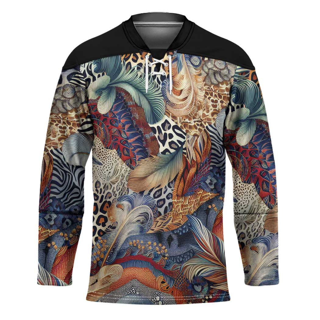 Wild Animal Skins Hockey Jersey Unique Leopard Zebra And Snake Patterns - Wonder Print Shop