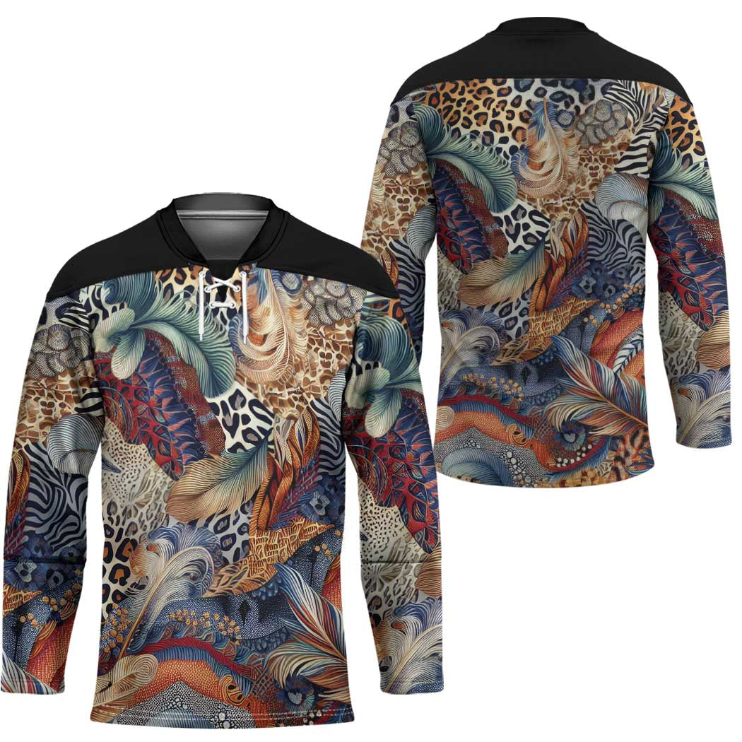 Wild Animal Skins Hockey Jersey Unique Leopard Zebra And Snake Patterns - Wonder Print Shop