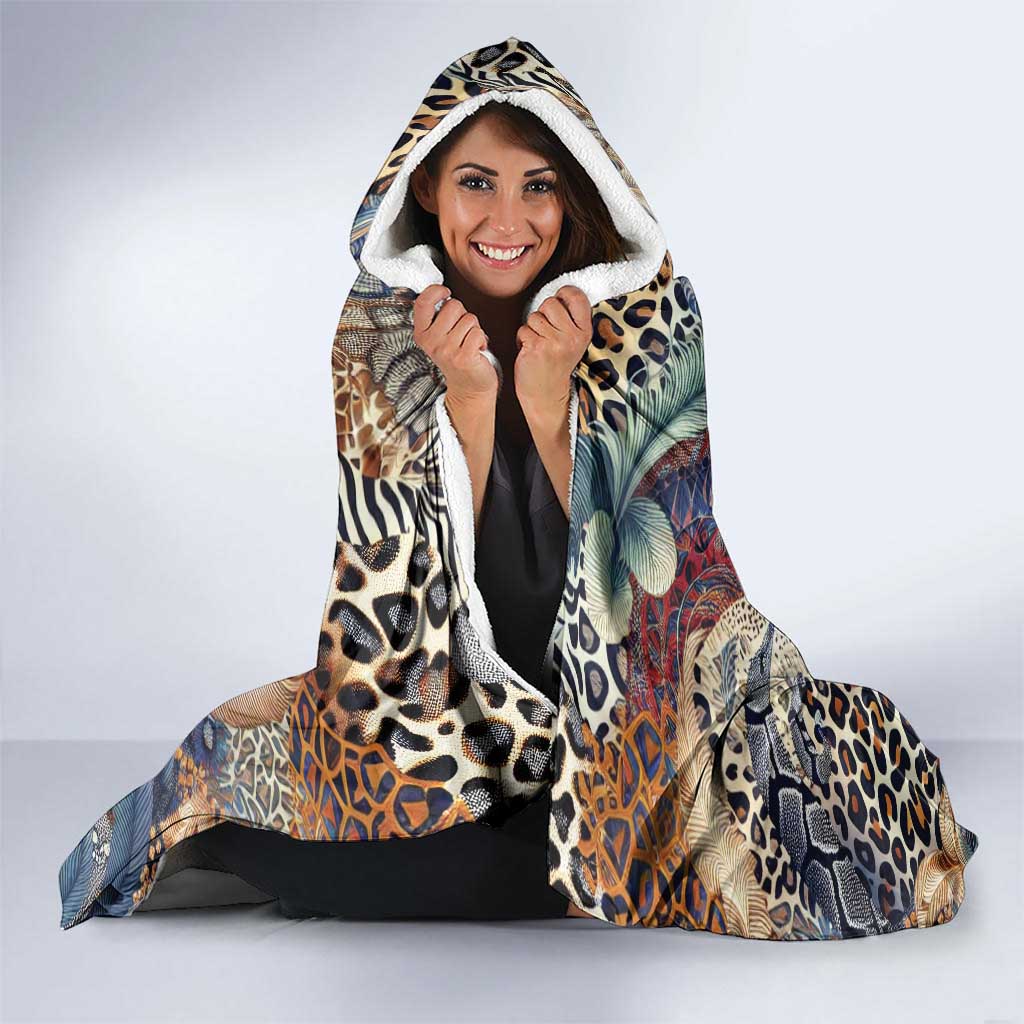 Wild Animal Skins Hooded Blanket Unique Leopard Zebra And Snake Patterns - Wonder Print Shop