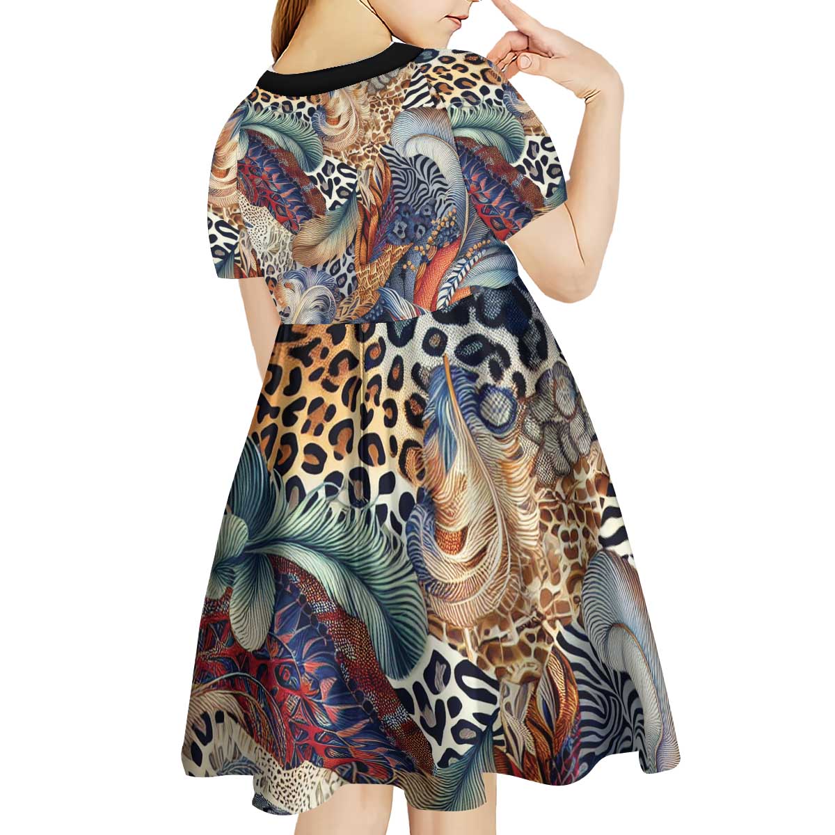 Wild Animal Skins Kid Short Sleeve Dress Unique Leopard Zebra And Snake Patterns - Wonder Print Shop