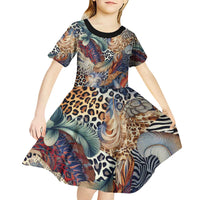 Wild Animal Skins Kid Short Sleeve Dress Unique Leopard Zebra And Snake Patterns - Wonder Print Shop