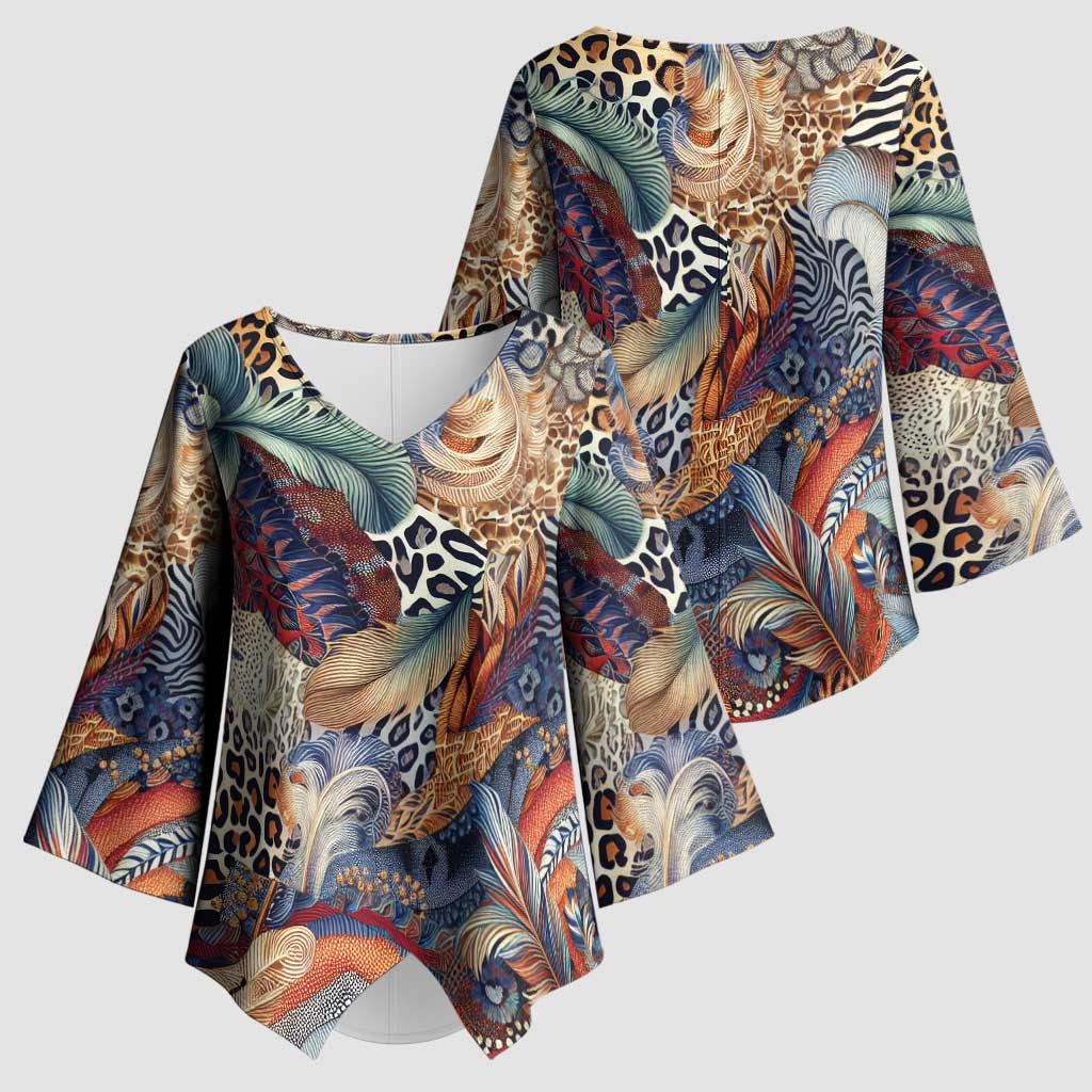 Wild Animal Skins Kimono Sleeve Blouse Unique Leopard Zebra And Snake Patterns - Wonder Print Shop