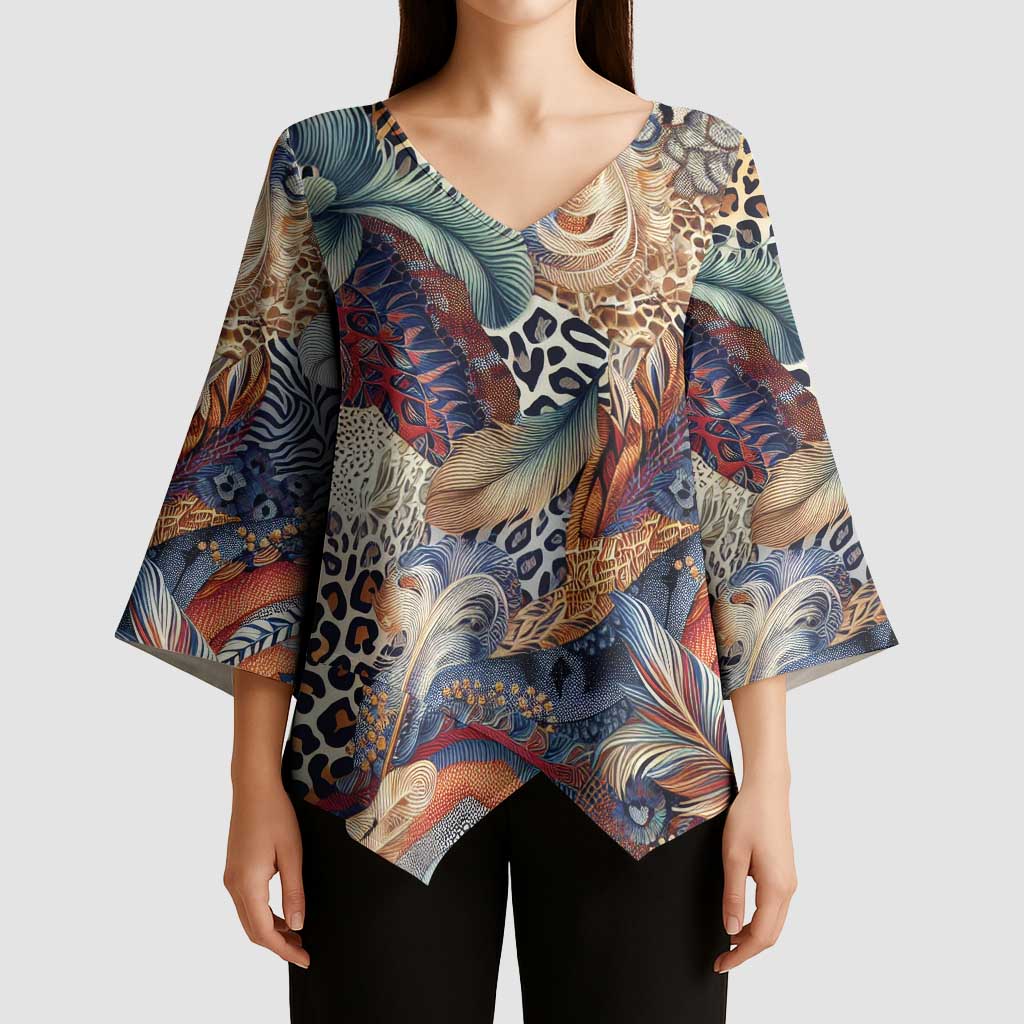 Wild Animal Skins Kimono Sleeve Blouse Unique Leopard Zebra And Snake Patterns - Wonder Print Shop