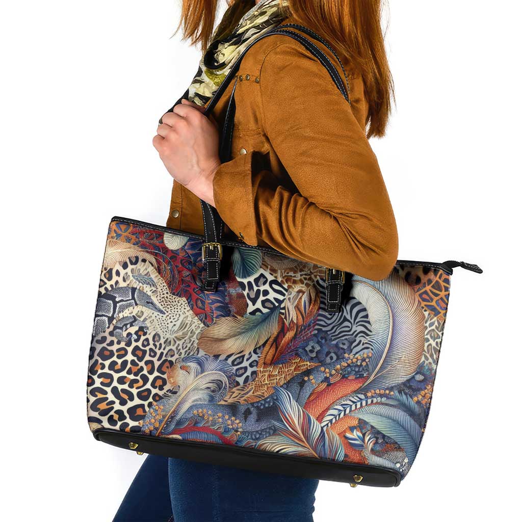 Wild Animal Skins Leather Tote Bag Unique Leopard Zebra And Snake Patterns - Wonder Print Shop