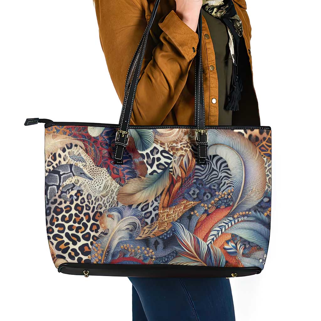Wild Animal Skins Leather Tote Bag Unique Leopard Zebra And Snake Patterns - Wonder Print Shop