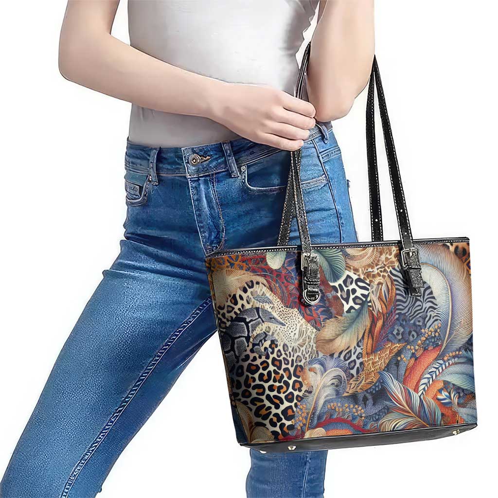 Wild Animal Skins Leather Tote Bag Unique Leopard Zebra And Snake Patterns - Wonder Print Shop