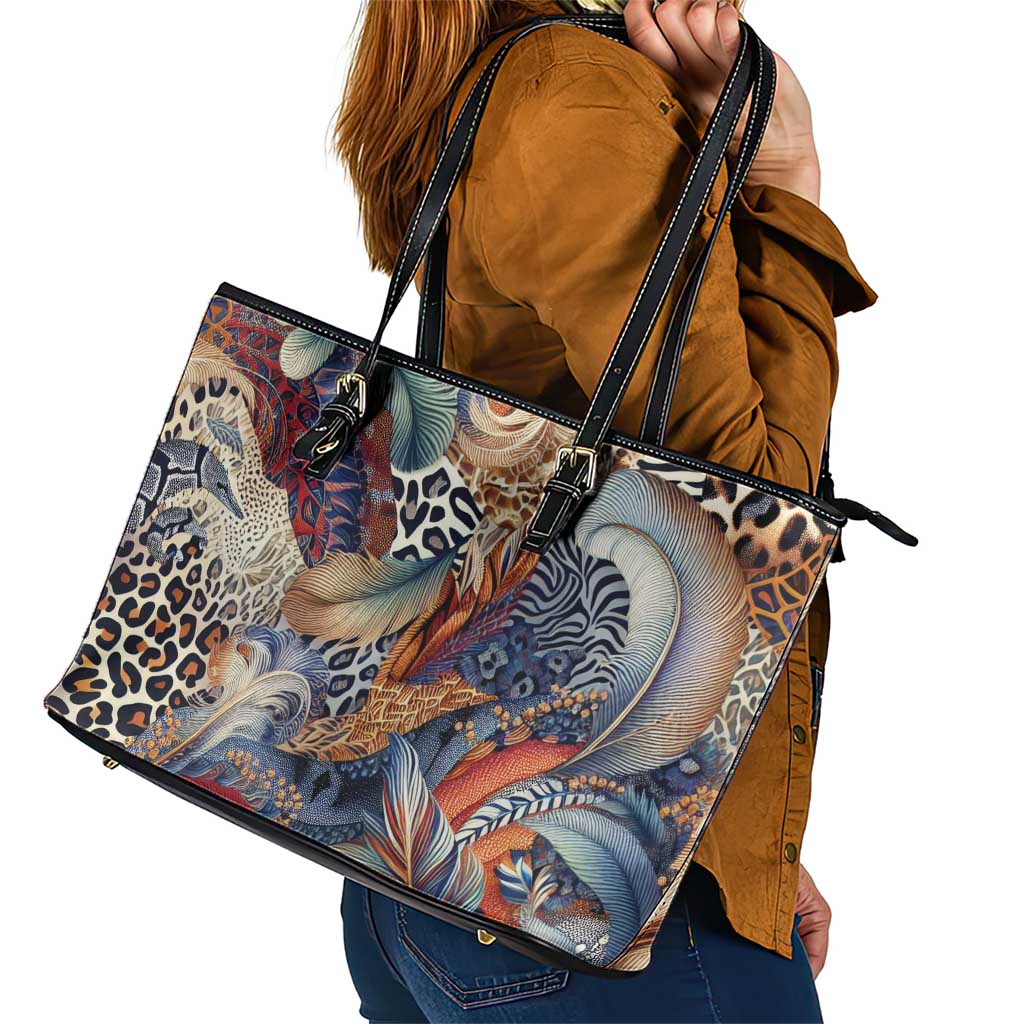 Wild Animal Skins Leather Tote Bag Unique Leopard Zebra And Snake Patterns - Wonder Print Shop