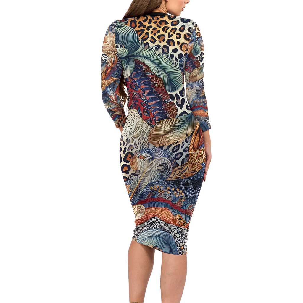 Wild Animal Skins Long Sleeve Bodycon Dress Unique Leopard Zebra And Snake Patterns - Wonder Print Shop