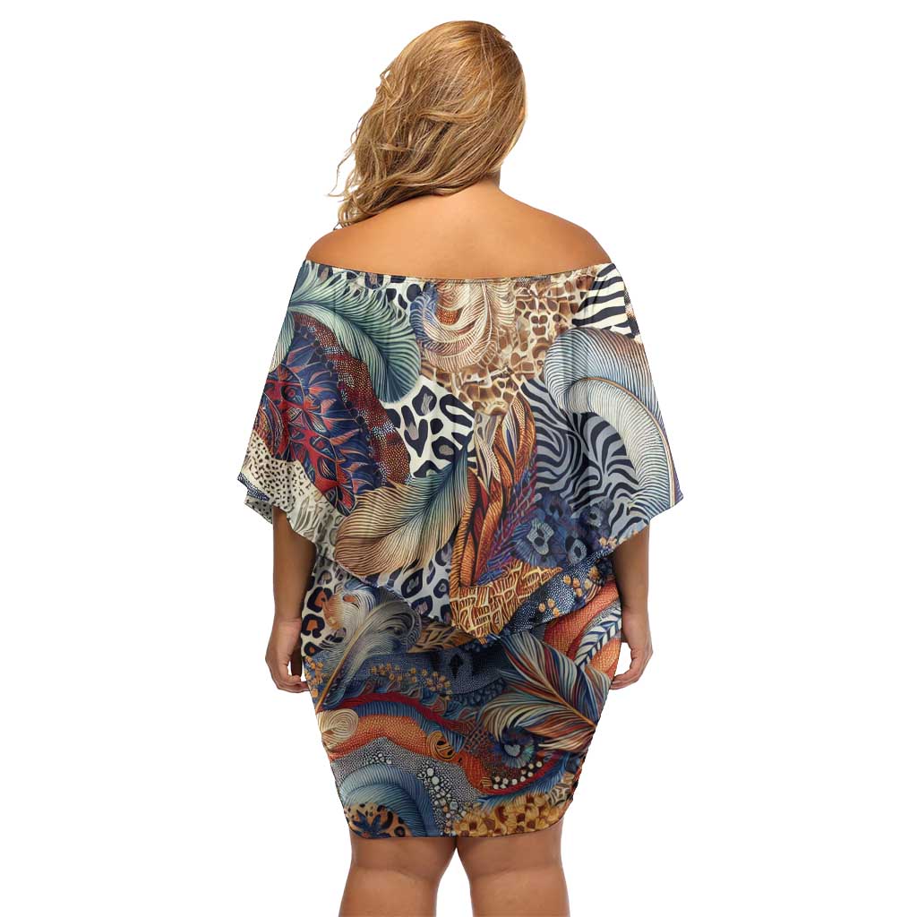 Wild Animal Skins Off Shoulder Short Dress Unique Leopard Zebra And Snake Patterns - Wonder Print Shop