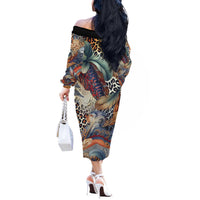 Wild Animal Skins Off The Shoulder Long Sleeve Dress Unique Leopard Zebra And Snake Patterns - Wonder Print Shop