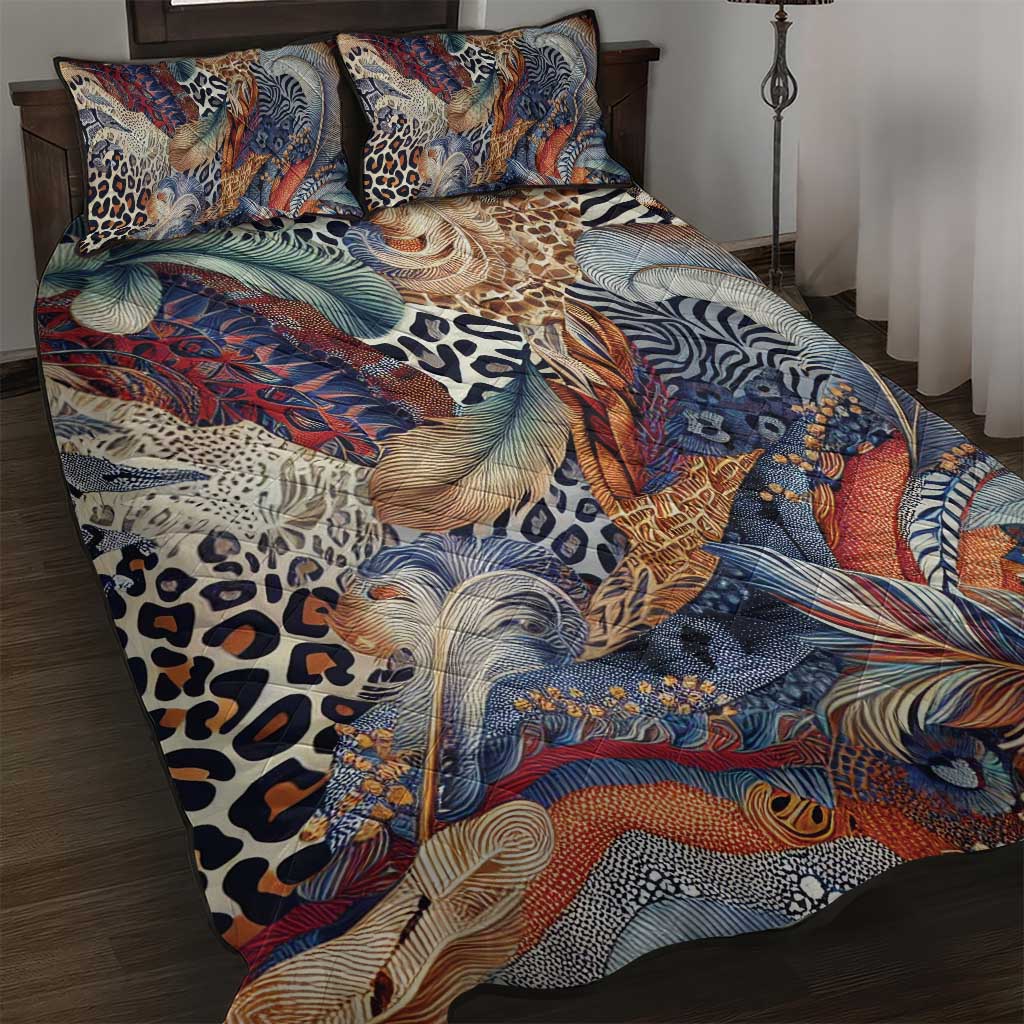 Wild Animal Skins Quilt Bed Set Unique Leopard Zebra And Snake Patterns - Wonder Print Shop