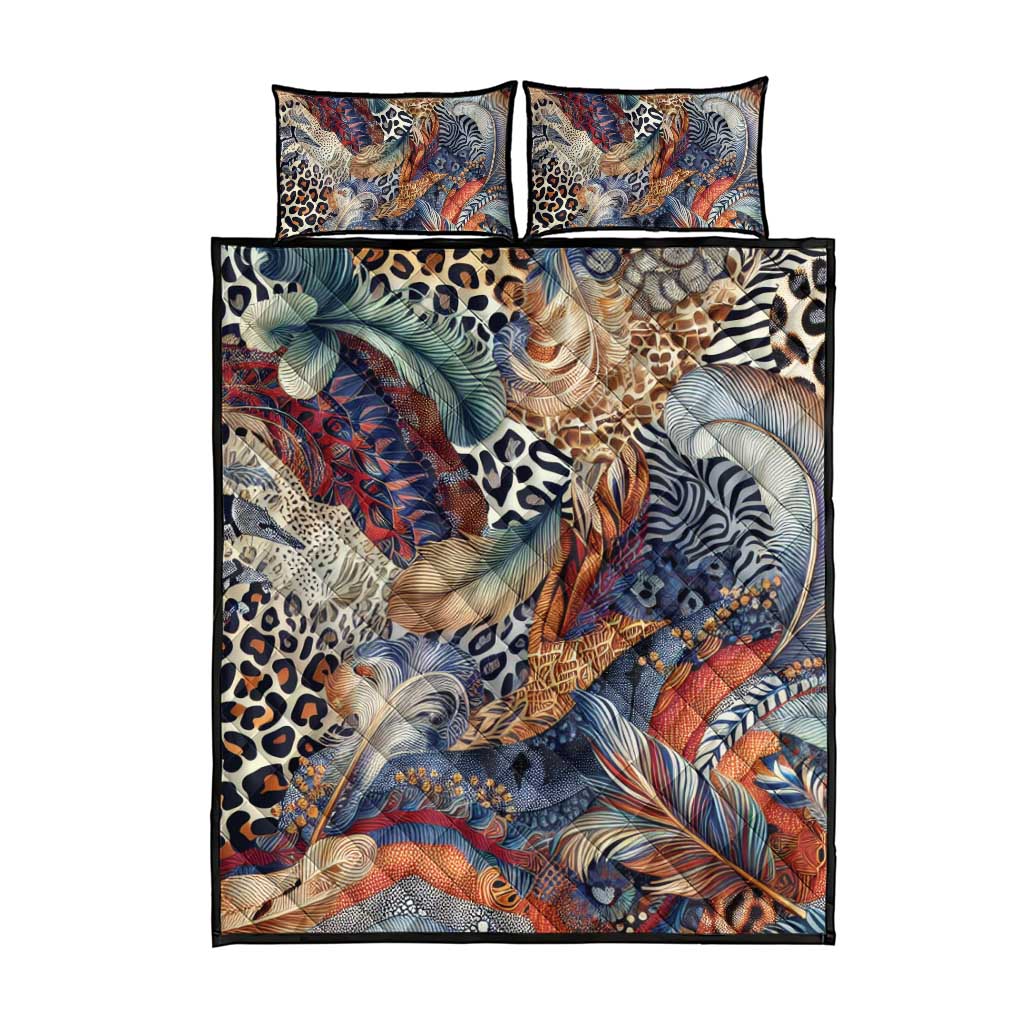 Wild Animal Skins Quilt Bed Set Unique Leopard Zebra And Snake Patterns - Wonder Print Shop