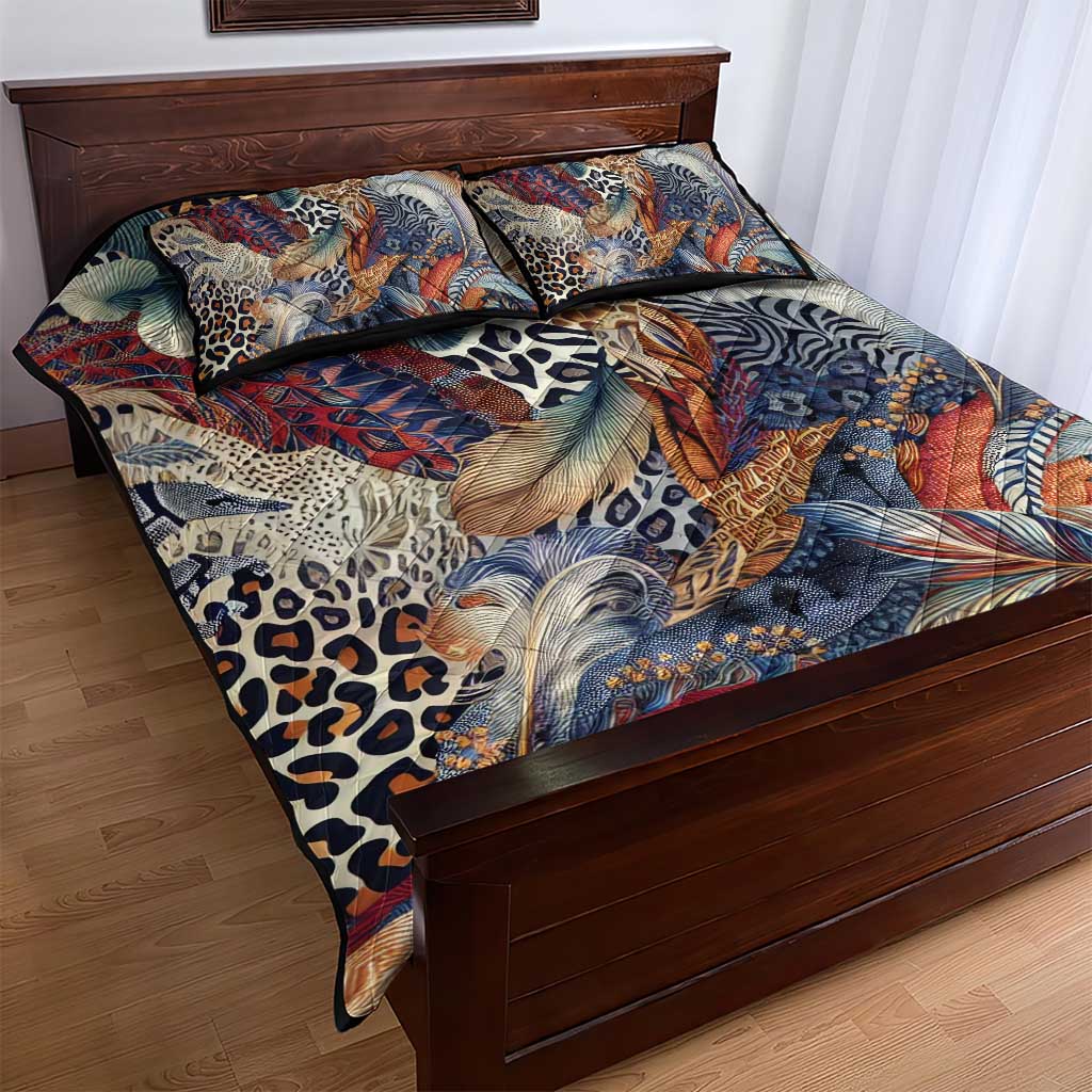 Wild Animal Skins Quilt Bed Set Unique Leopard Zebra And Snake Patterns - Wonder Print Shop