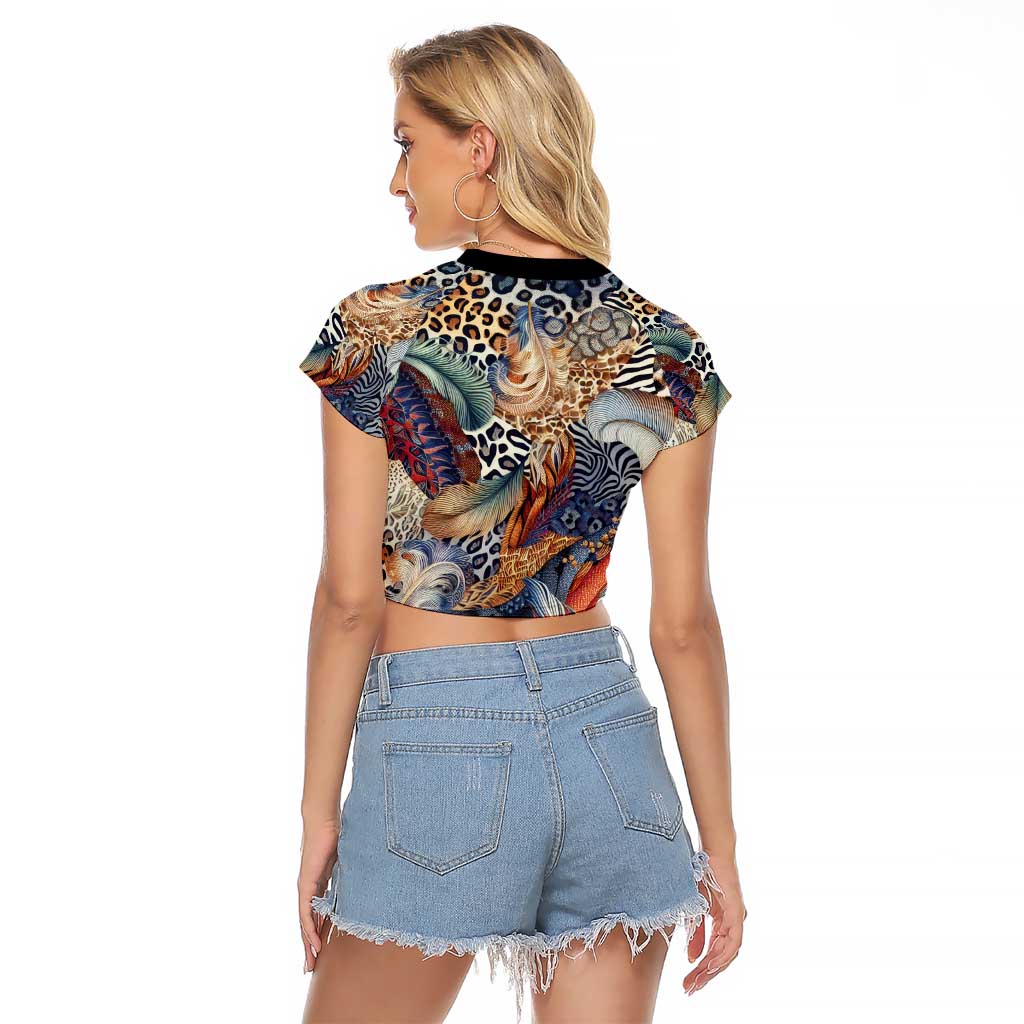Wild Animal Skins Raglan Cropped T Shirt Unique Leopard Zebra And Snake Patterns - Wonder Print Shop