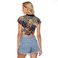 Wild Animal Skins Raglan Cropped T Shirt Unique Leopard Zebra And Snake Patterns - Wonder Print Shop