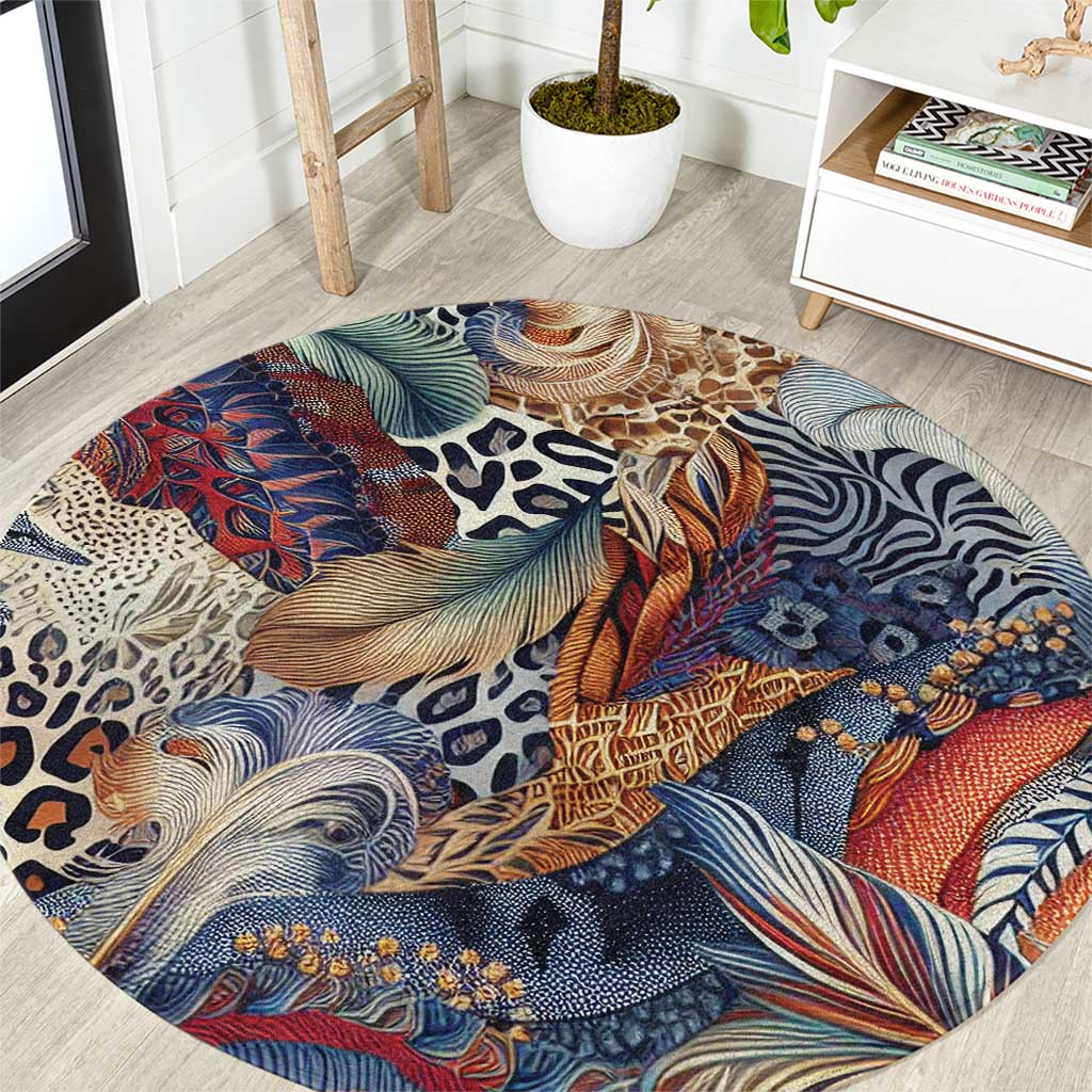 Wild Animal Skins Round Carpet Unique Leopard Zebra And Snake Patterns - Wonder Print Shop